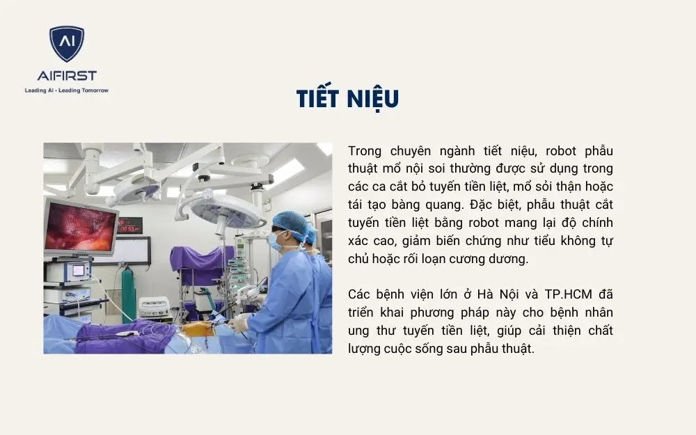 Ứng dụng robot mổ nội soi trong phẫu thuật tiết niệu