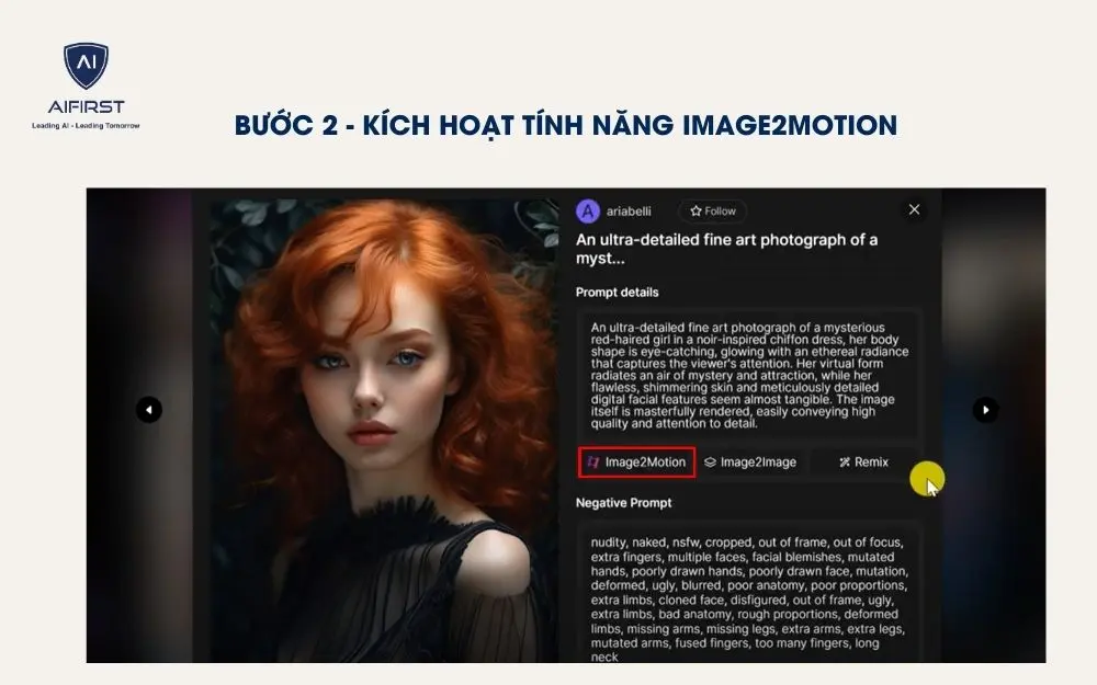 Bấm vào nút Image2Motion để tạo video