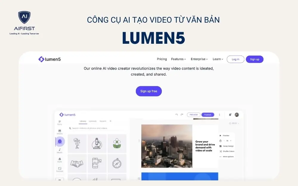 Công cụ AI tạo video từ văn bản Lumen5