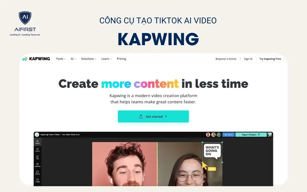 Công cụ tạo TikTok AI video Kapwing