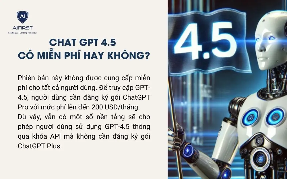 Chat GPT 4.5 có miễn phí hay không?