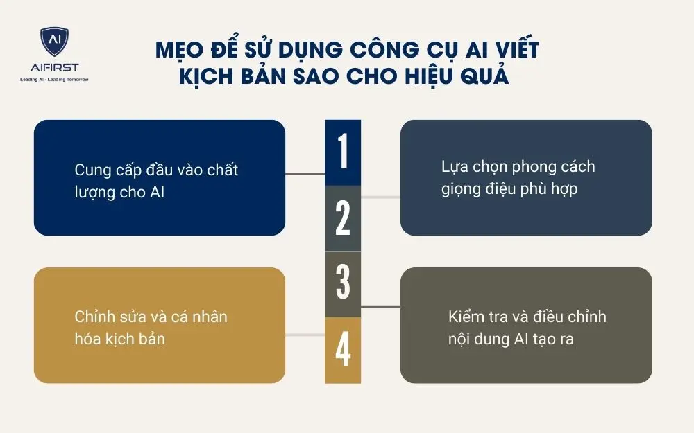 Mẹo để sử dụng công cụ AI viết kịch bản sao cho hiệu quả