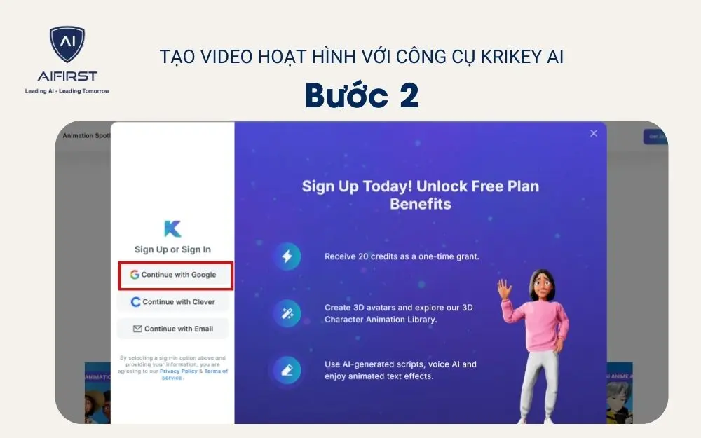 Chọn “Sign Up for Free”