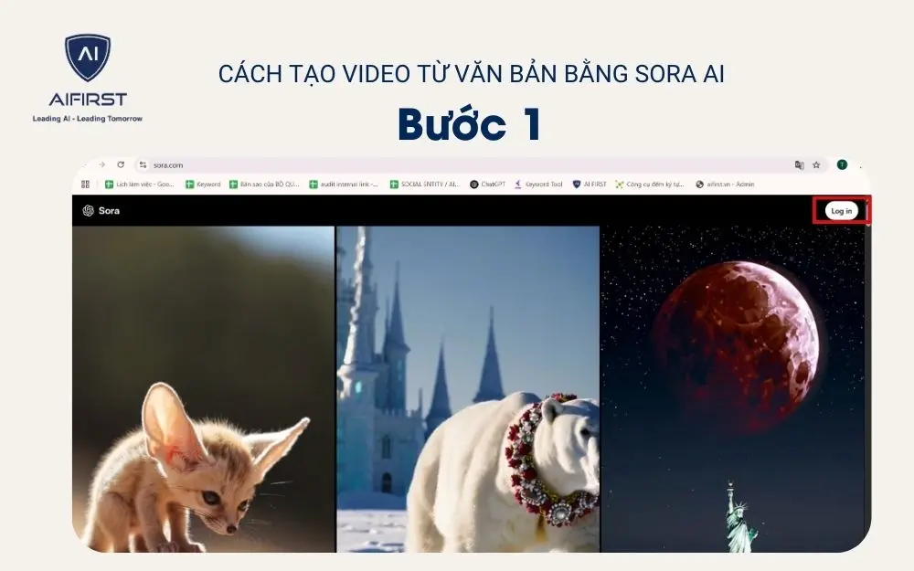 Truy cập trang web và nhấn “Log in”