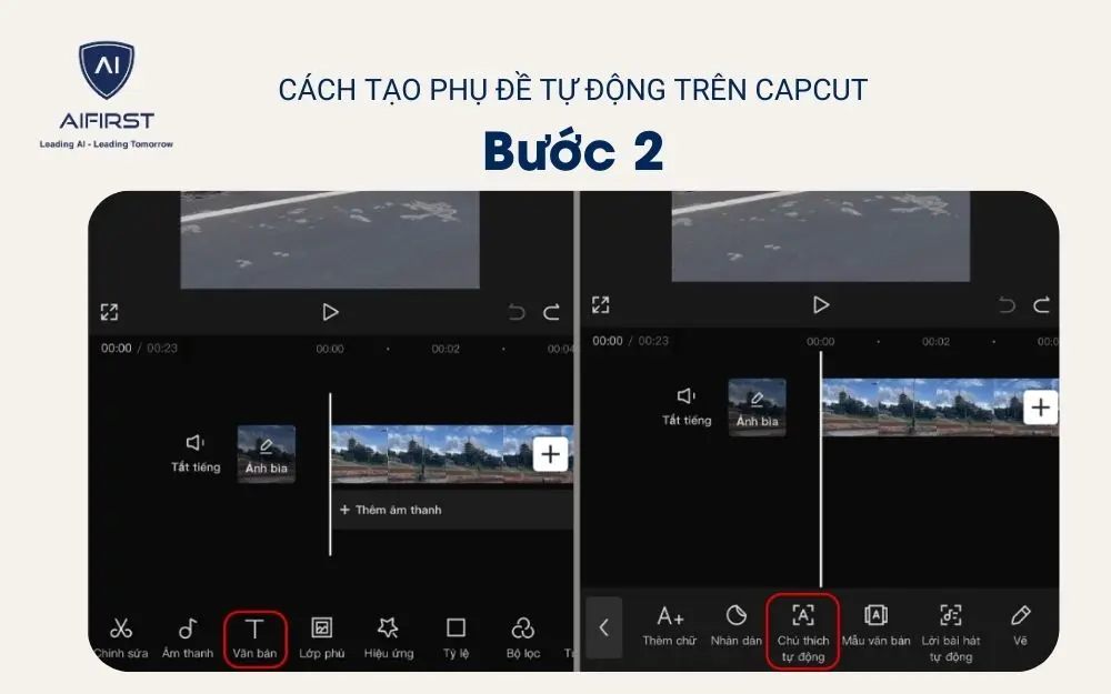 Chọn “Văn bản” và “Chú thích tự động”