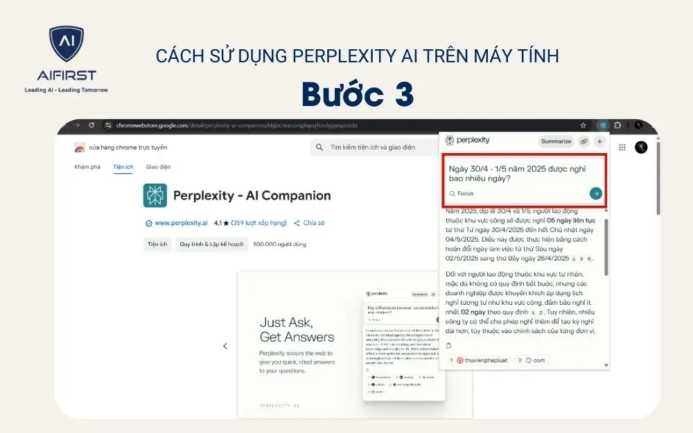 Nhập câu hỏi vào khung trò chuyện với AI