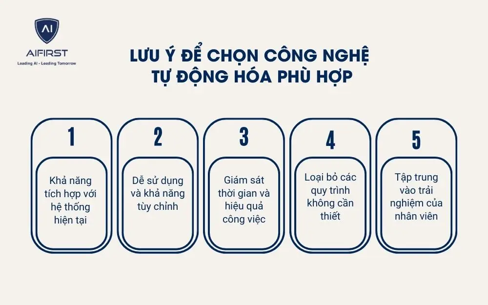 5 lưu ý khi lựa chọn công nghệ tự động hóa quy trình phù hợp