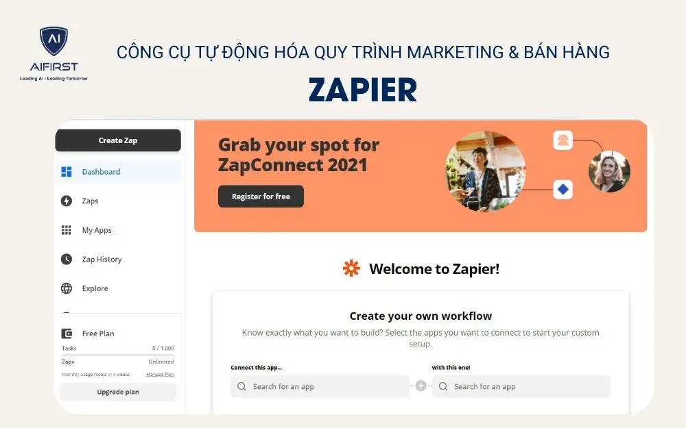 Công cụ tự động hóa quy trình Marketing & bán hàng - Zapier