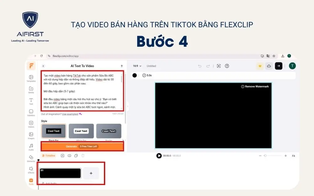 Điền mô tả và chọn “Generate”