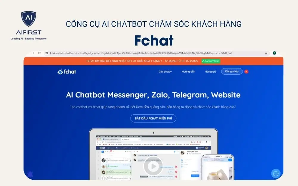 Công cụ AI chatbot chăm sóc khách hàng - Fchat