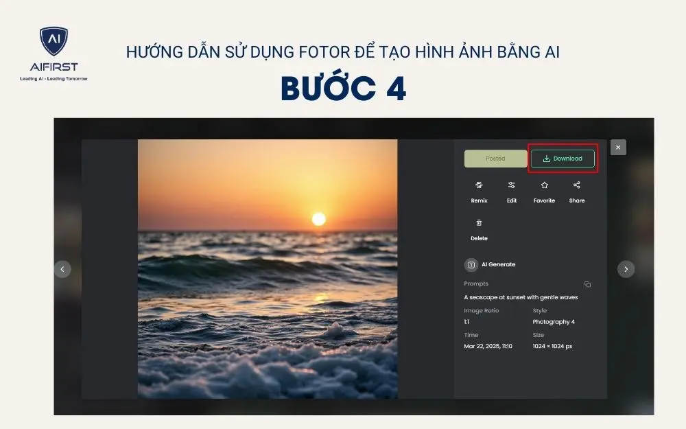 Lựa chọn bức ảnh ưng ý và bấm vào tải xuống