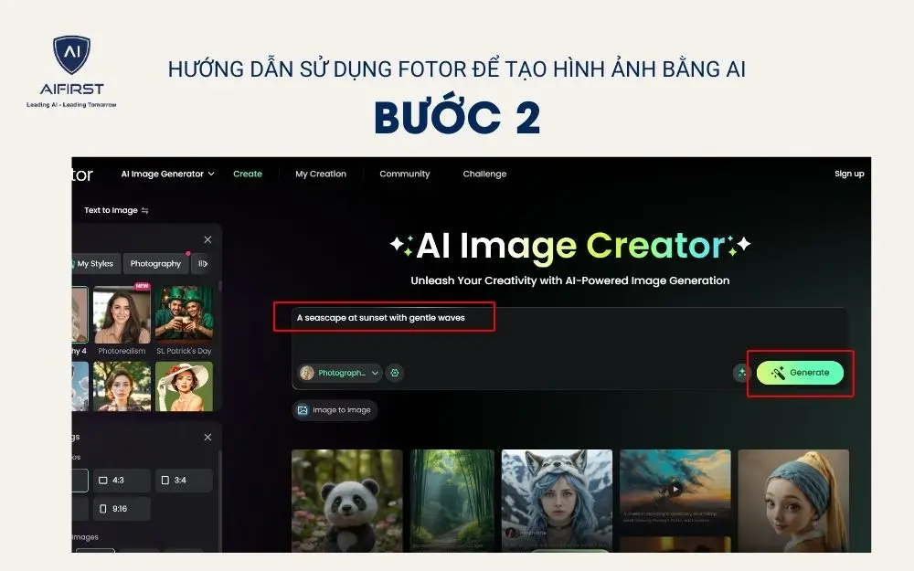 Nhập mô tả bằng tiếng Anh để tạo ảnh