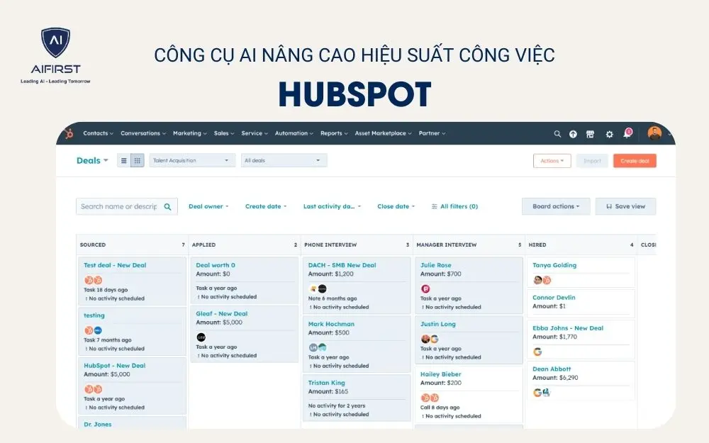 Công cụ AI nâng cao hiệu suất công việc - HubSpot
