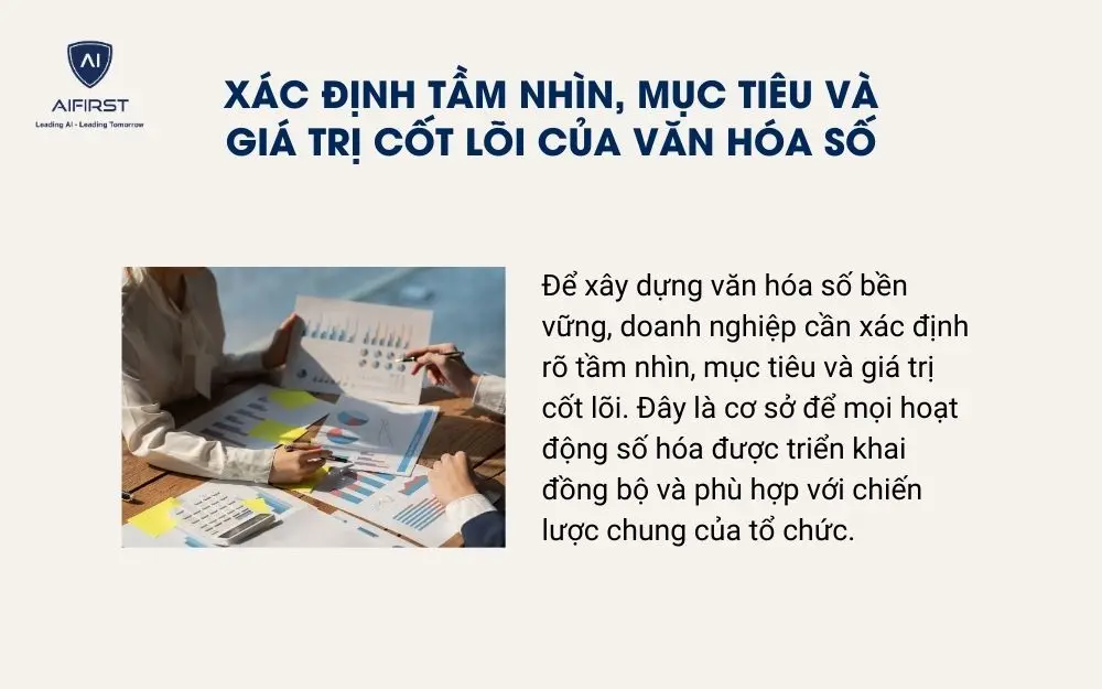 Xác định tầm nhìn, mục tiêu và giá trị cốt lõi của văn hóa số