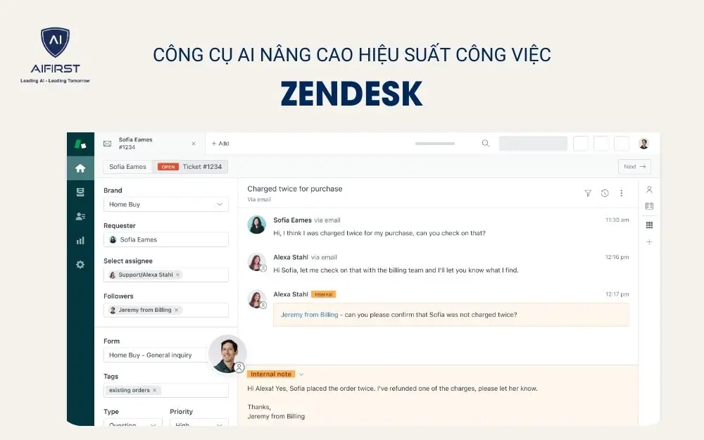 Công cụ AI nâng cao hiệu suất công việc - Zendesk