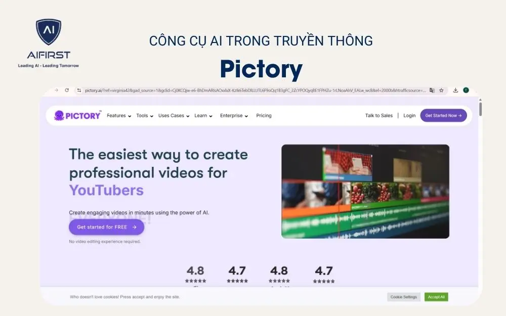 Công cụ AI trong truyền thông - Pictory