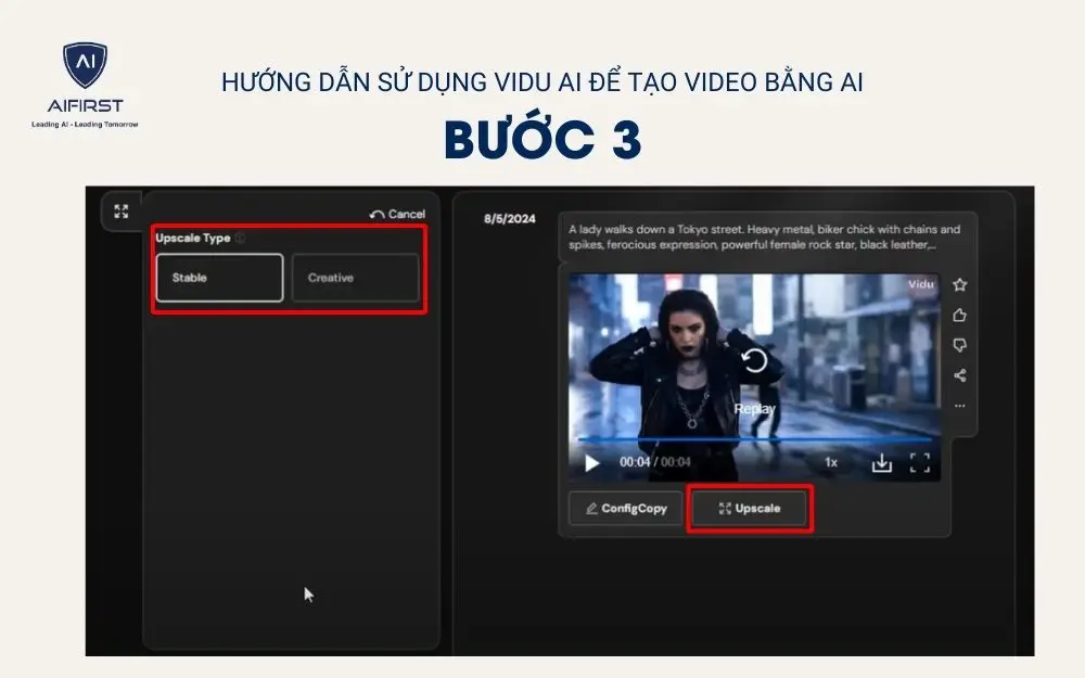Nhấn vào Upscale để chỉnh sửa video