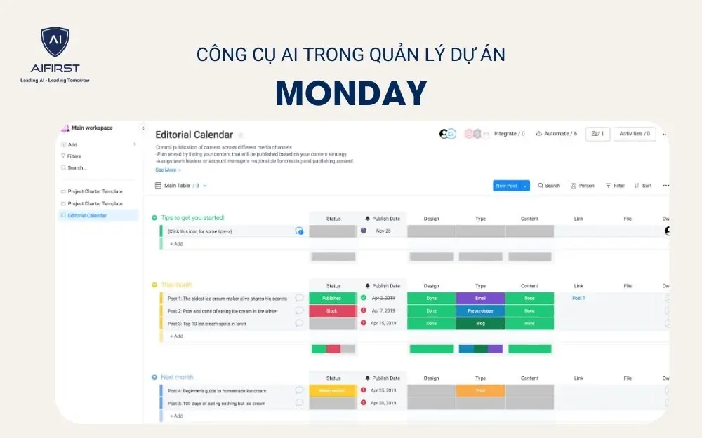 Công cụ AI trong quản lý dự án - Monday