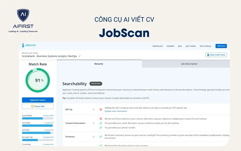 Công cụ AI viết CV – JobScan