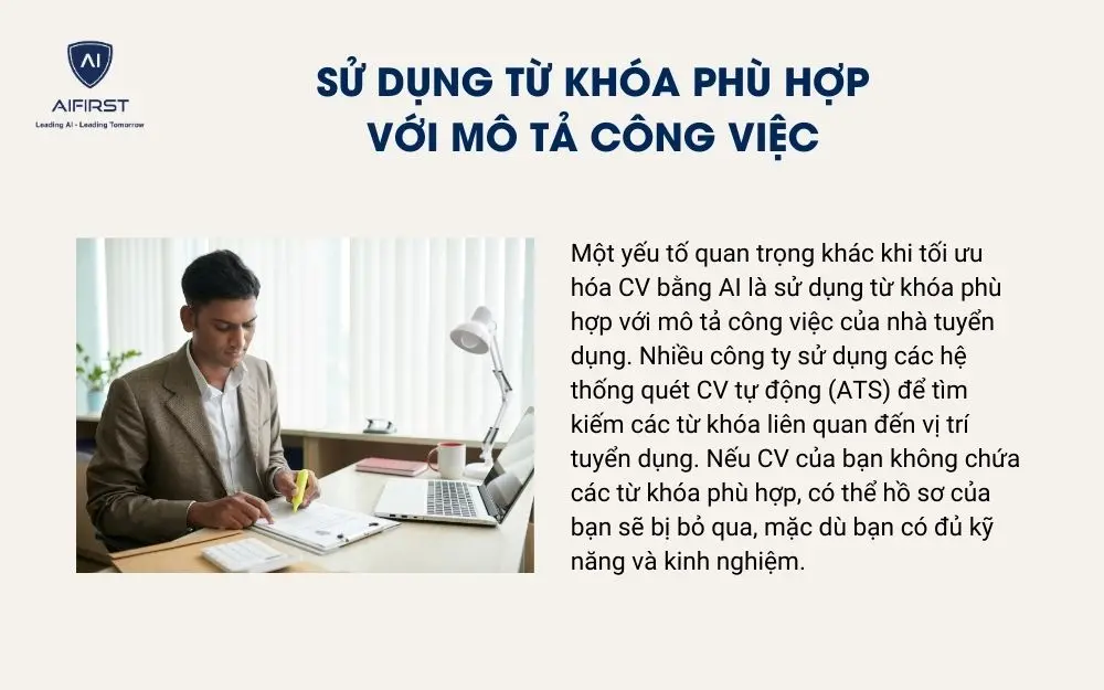Sử dụng từ khóa phù hợp với mô tả công việc