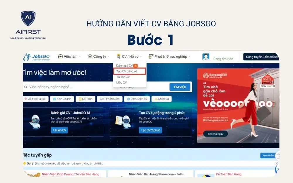Truy cập trang chủ của JobsGo