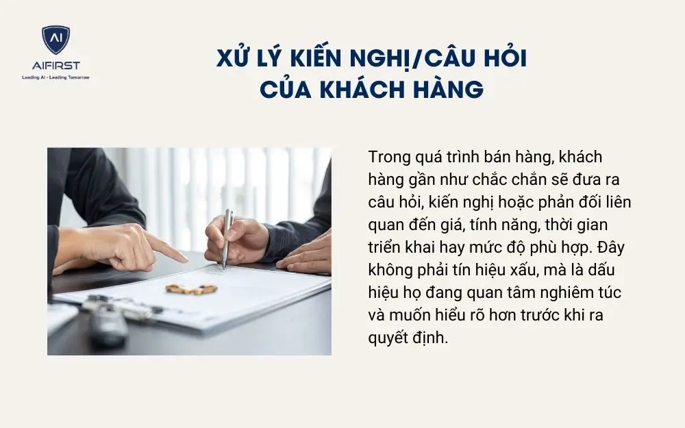 xử lý kiến nghị/câu hỏi của khách hàng