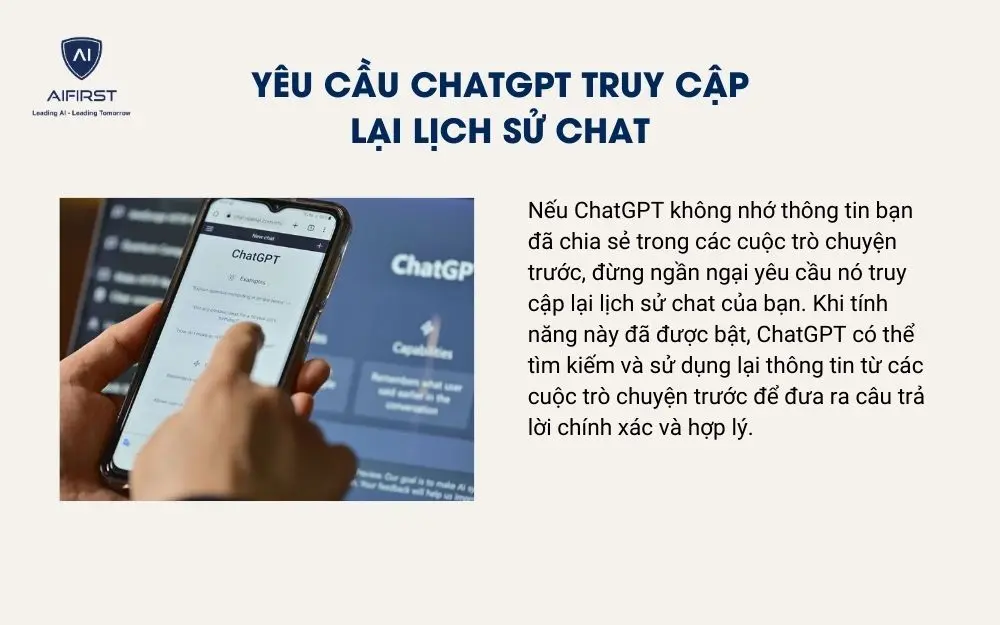 Y&ecirc;u cầu ChatGPT truy cập lại lịch sử chat