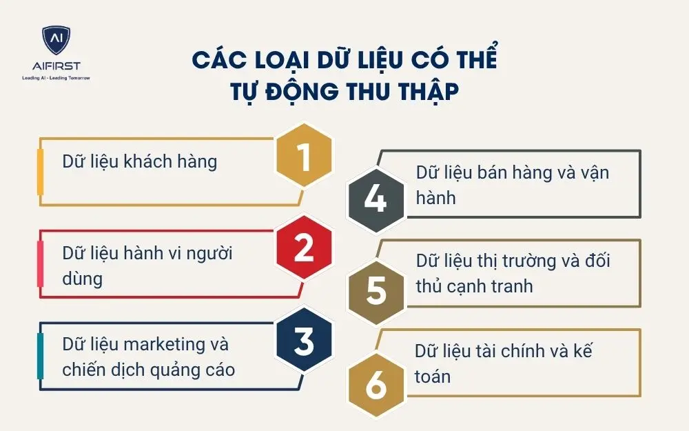 Các loại dữ liệu có thể tự động thu thập