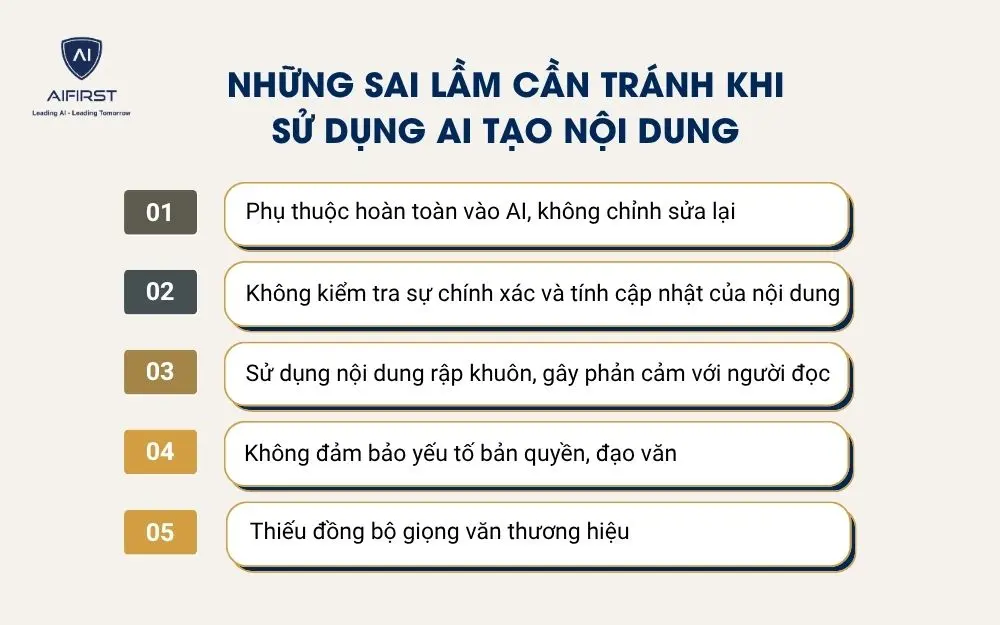 Những sai lầm cần tránh khi sử dụng AI tạo nội dung