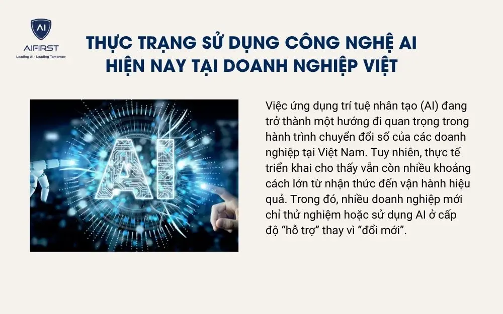 Thực trạng sử dụng c&ocirc;ng nghệ AI hiện nay tại doanh nghiệp Việt