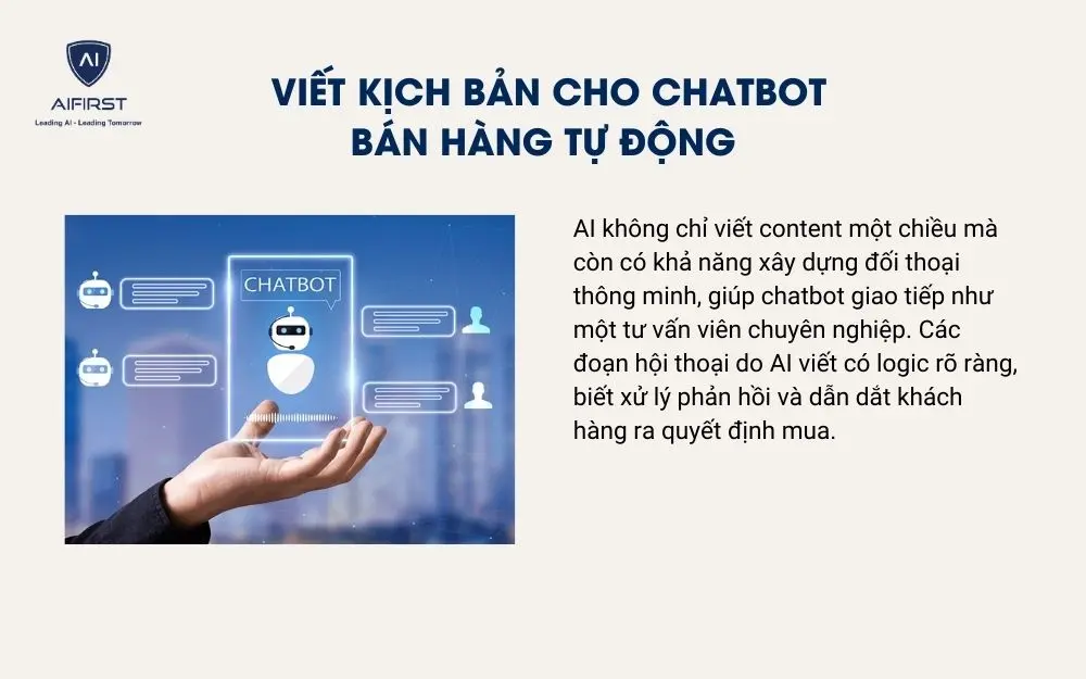Viết kịch bản cho chatbot b&aacute;n h&agrave;ng tự động