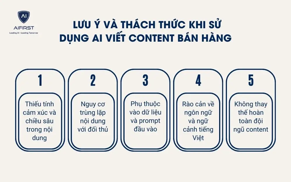 Lưu &yacute; v&agrave; th&aacute;ch thức khi sử dụng AI viết content b&aacute;n h&agrave;ng