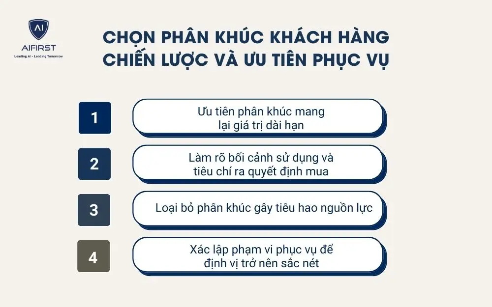 Chọn ph&acirc;n kh&uacute;c kh&aacute;ch h&agrave;ng chiến lược v&agrave; ưu ti&ecirc;n phục vụ