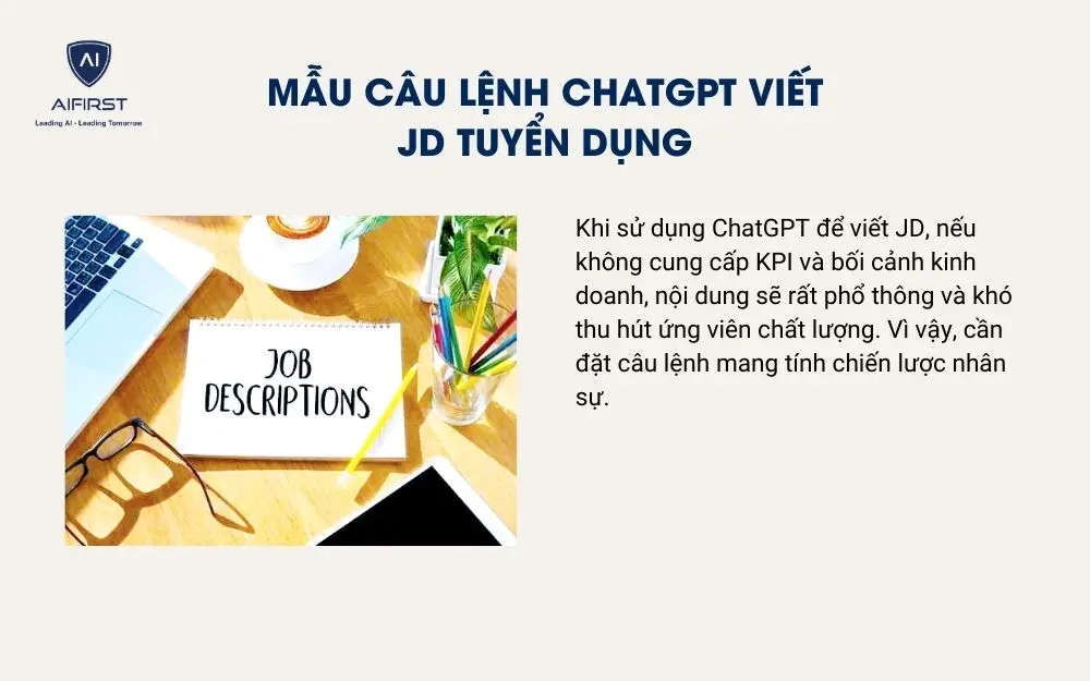Mẫu c&acirc;u lệnh ChatGPT viết JD tuyển dụng