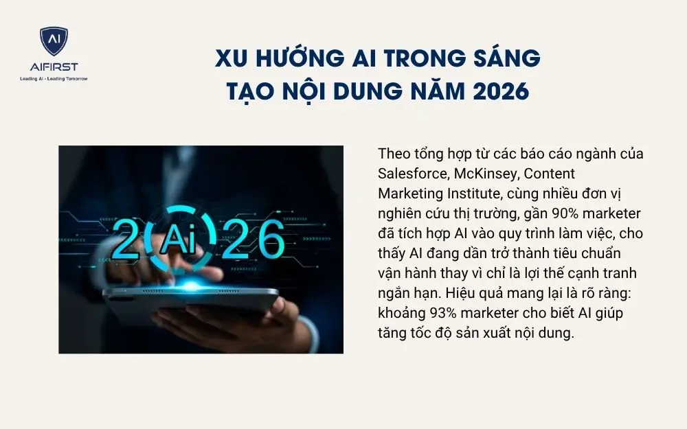 Xu hướng AI trong s&aacute;ng tạo nội dung năm 2026