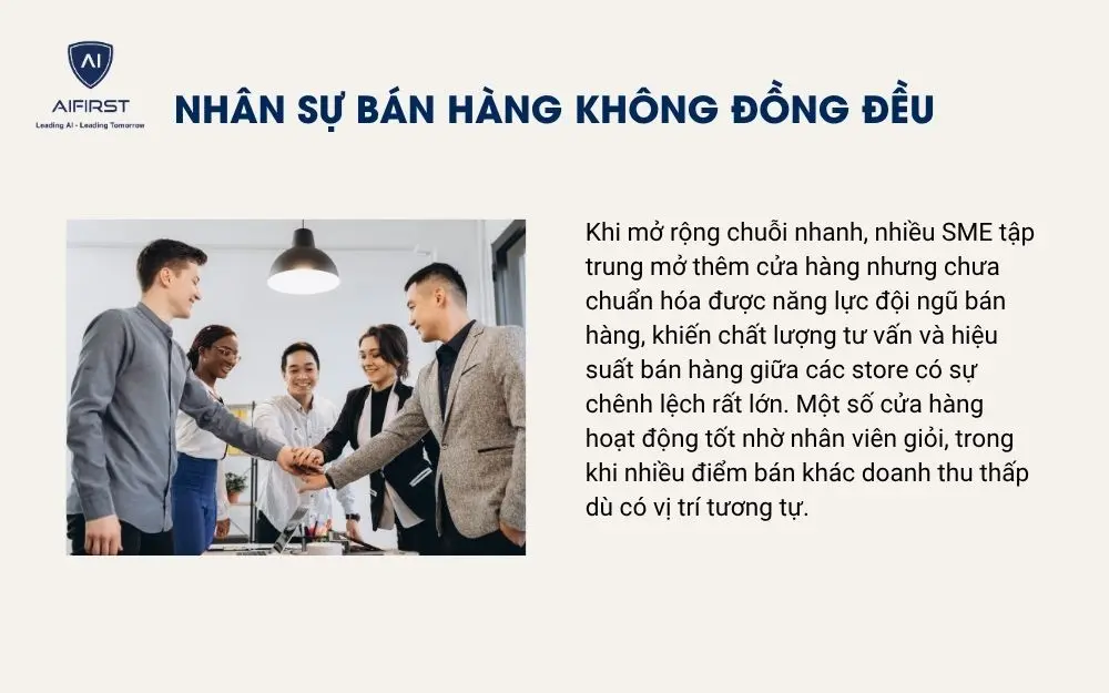 Nh&acirc;n sự b&aacute;n h&agrave;ng kh&ocirc;ng đồng đều
